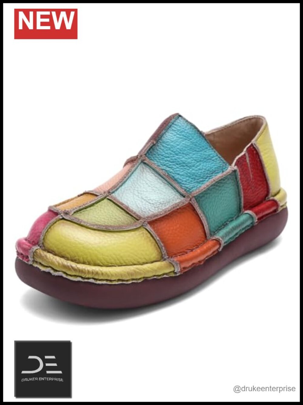 Women's Leather Round Toe Platform Loafers Slip-On Comfortable Non Slip Dress